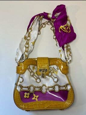 Authentic Louis Vuitton Vintage Cruise 2007 Vinyl Monogram Scarf Shoulder Bag